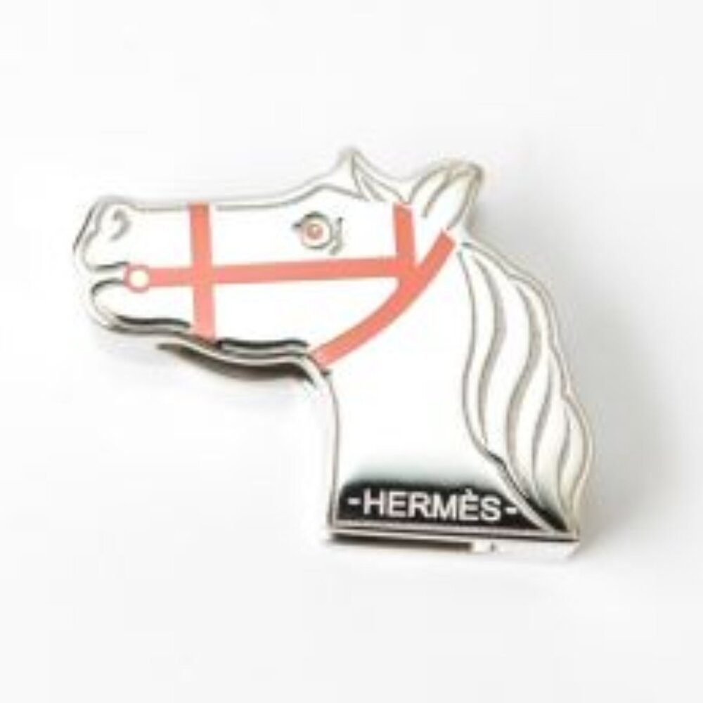 Hermes Scarf Ring Scarf Holder Twillye Ring Cadrige Horse Orange Silver
